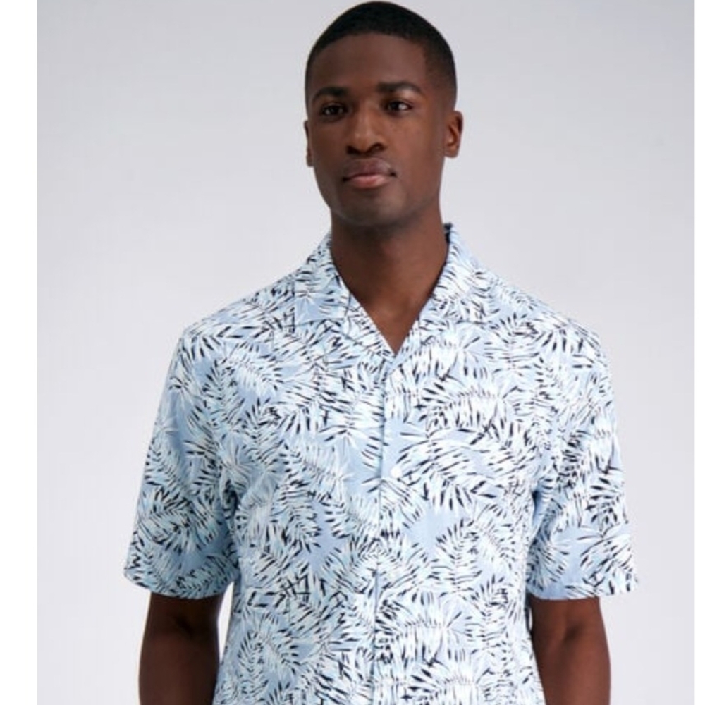 Haggar Blue and Black Casual Button Down Shirt